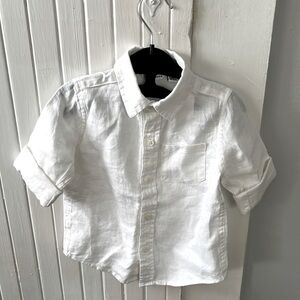 Linen white quarter sleeve button up